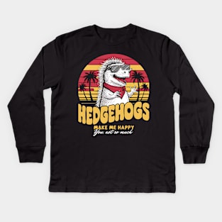 Amusing hedgehog design in retro vintage sunset style. Funny Kids Long Sleeve T-Shirt